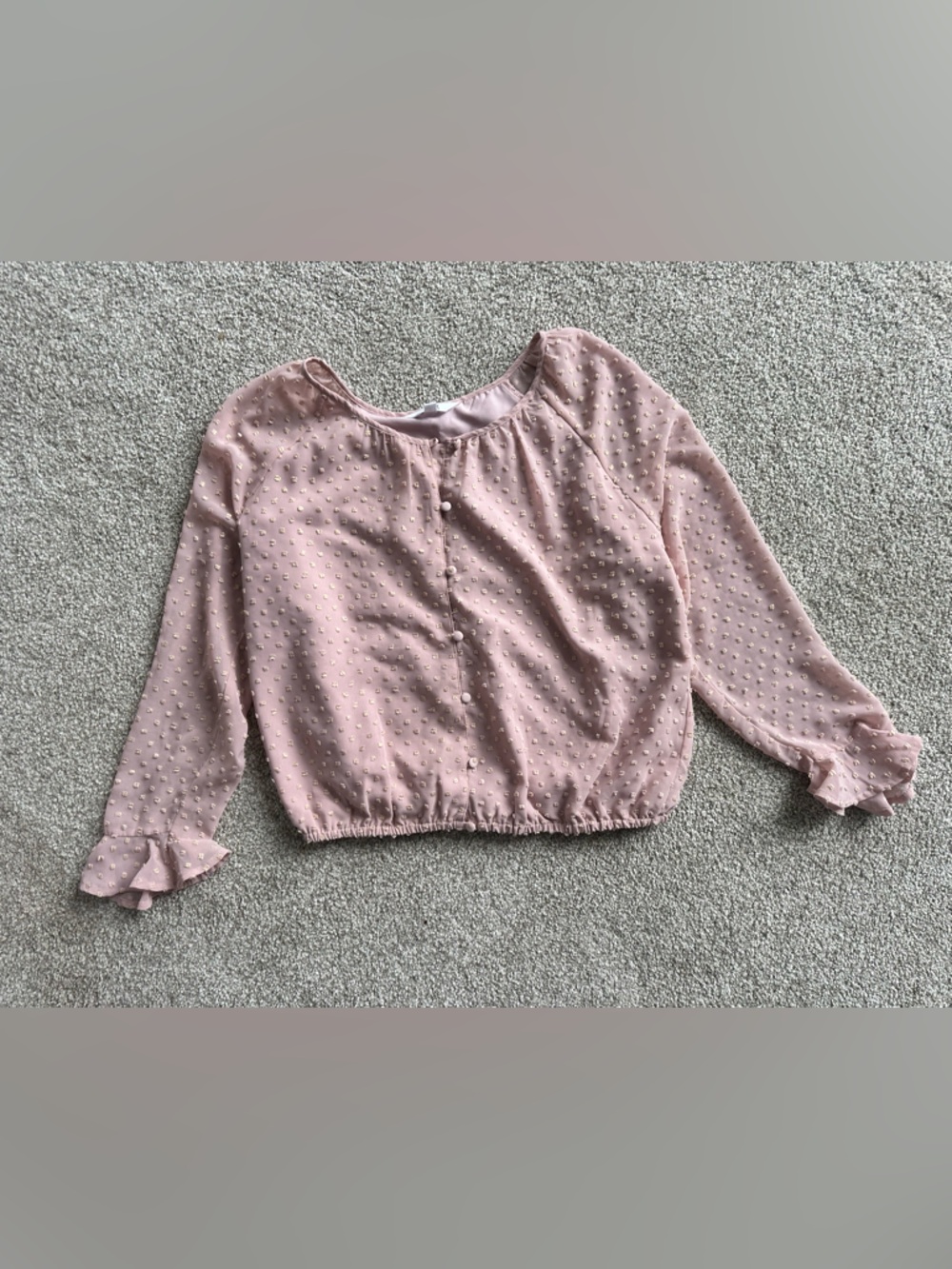 BB Dakota Blush Pink Swiss Dot Button-Up Blouse